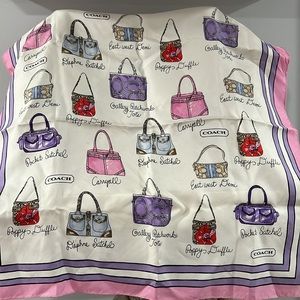 Super Rare Coach Square Scarf With Handbag Design
